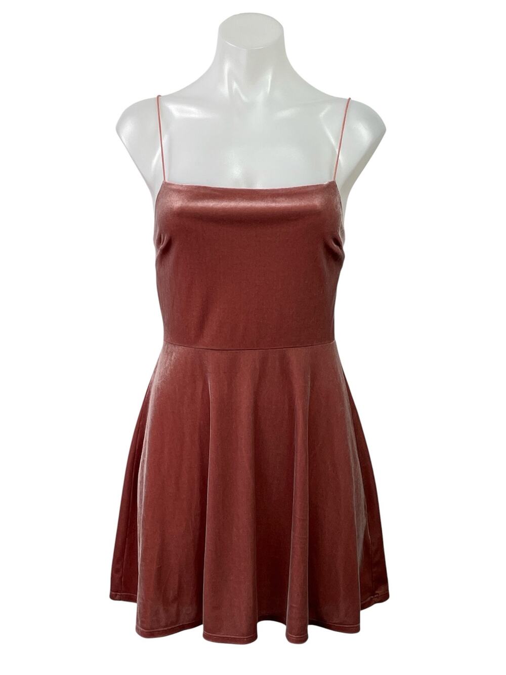 Urban Outfitters Red Pink Velvet Velour Cami Tank Fit & Flare Mini Dress Size S